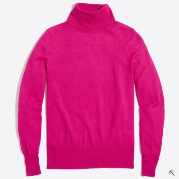 J. CREW Merino Blend Sweater Size S Hot Pink Lightweight Turtleneck Old Money - Picture 3 of 10